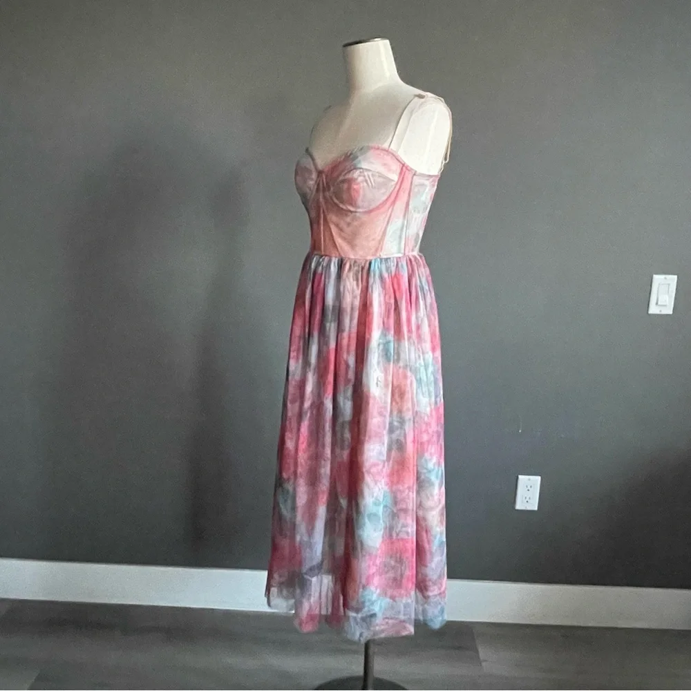 Bella Barnett Floral Mesh Bustier Fairy Dress Romantic Sheer Zimmermann-Inspired - Picture 4 of 8